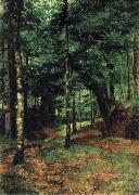 William Stott of Oldham, Study of sun shining through trees-Concarneau